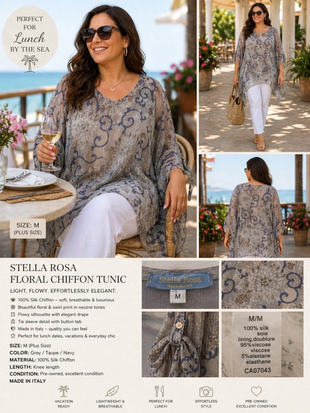 Taupe Floral Chiffon Tunic